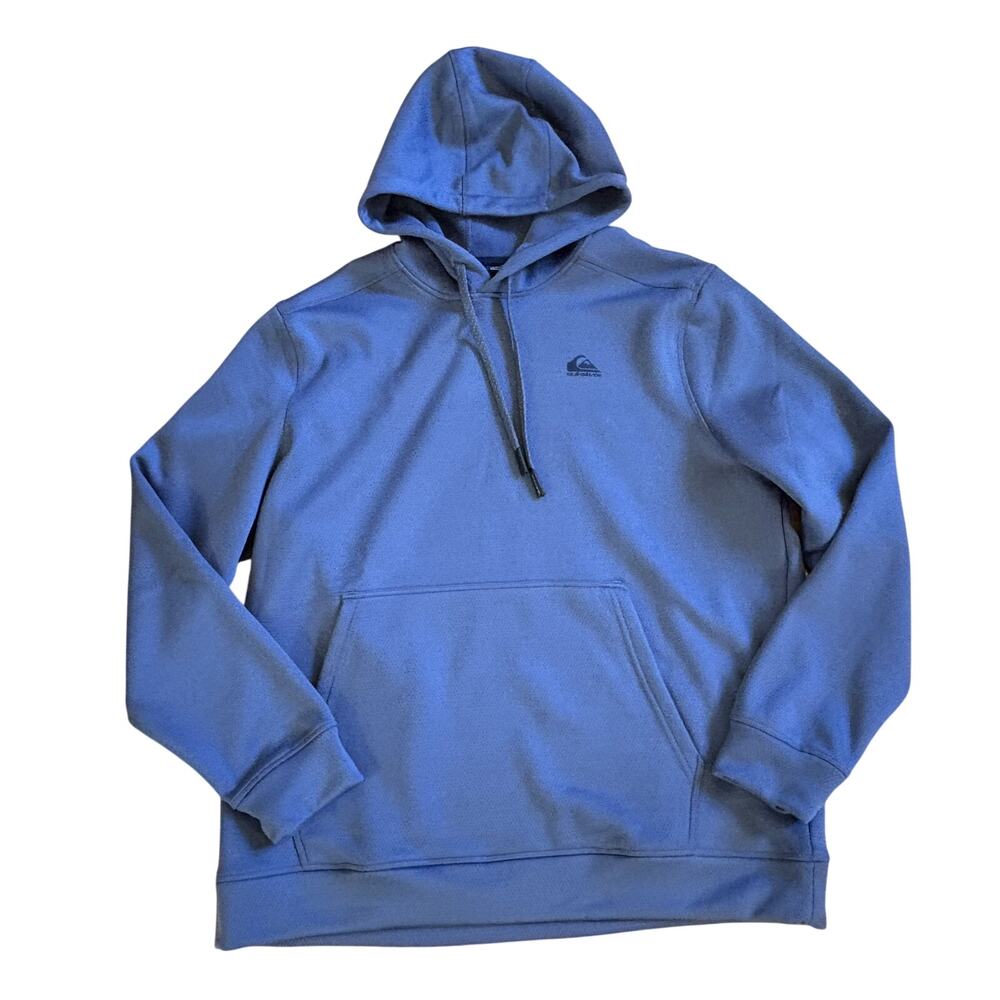Quiksilver Blue Hoodie Pullover Sweatshirt Mens XL Fleece Inside Pocket Surfer
